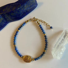 Load image into Gallery viewer, Lapis lazuli x Golden Hematite Scarab Bracelet