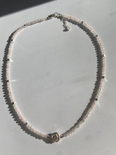 Load image into Gallery viewer, Rose Quartz × Silver Hematite × Silver Rose Necklace