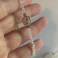 Load and play video in Gallery viewer, Rainbow Moonstone × Amethyst × Silver Hematite × Silver Rose Bracelet
