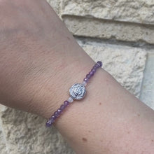 Load and play video in Gallery viewer, Amethyst × Rainbow Moonstone × Silver Hematite × Silver Rose Bracelet
